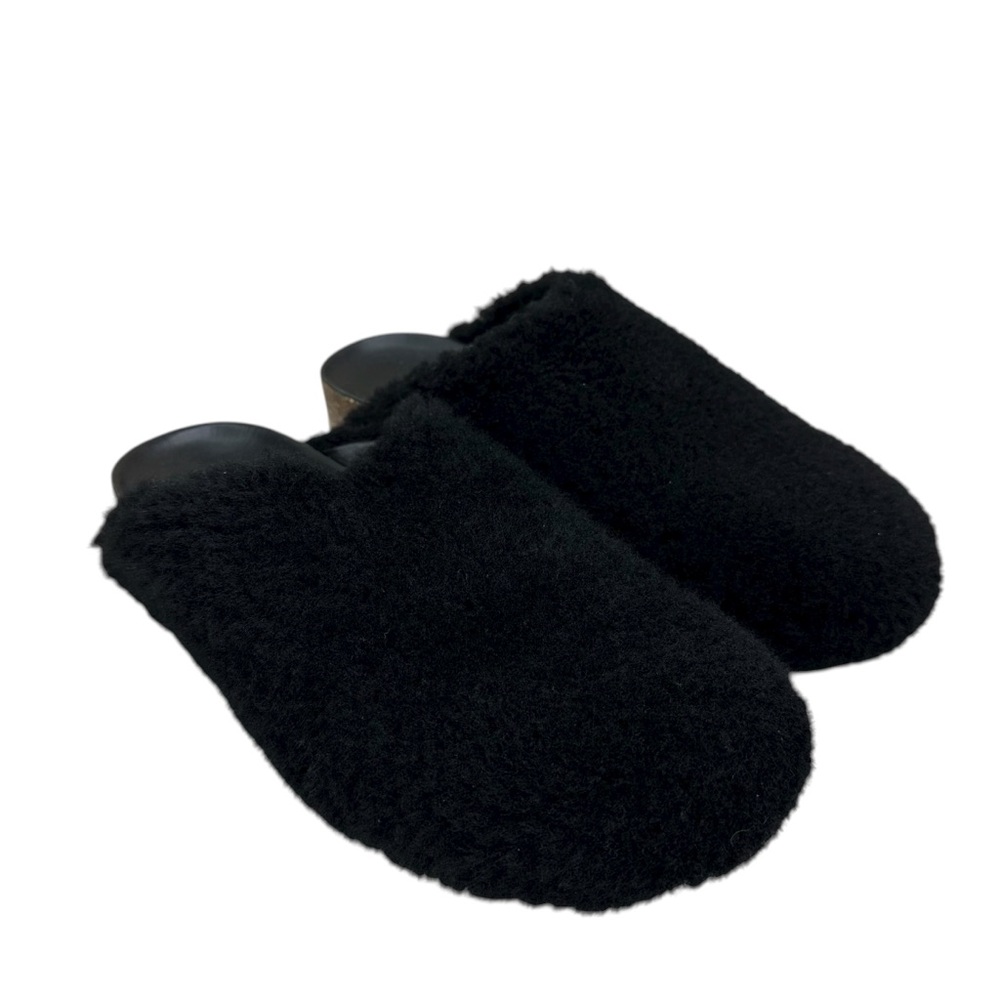 Jenni Kayne Women's Shearling Slip-On Moc Clogs Black Size 39/US 9
